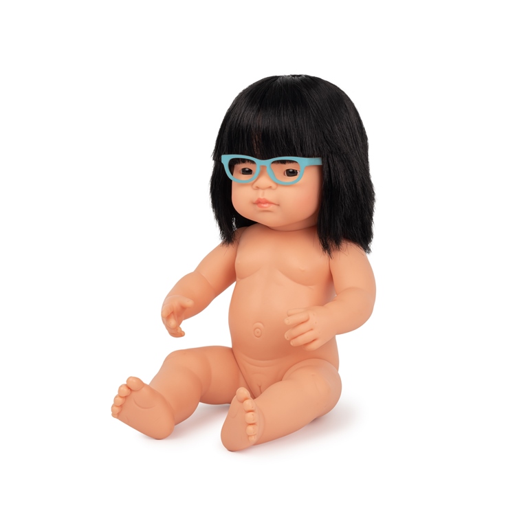 Păpușă bebeluș cu ochelari – Fată, 38 cm imagine 2022