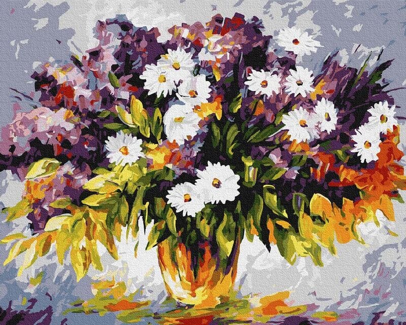 Pictură pe numere -Buchet de flori sălbatice, 40 x 50 cm