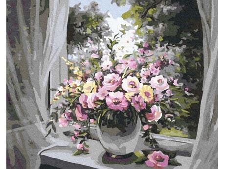 Pictură pe numere – Flori la fereastră, 40 x 50 cm edituradiana.ro imagine 2022