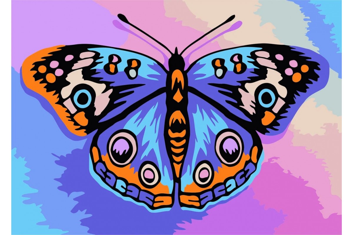 Pictură pe numere – Fluture multicolor, 13 x 16 cm edituradiana.ro