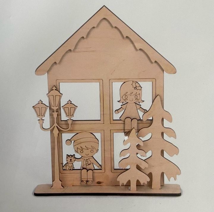 Puzzle 3D din lemn - Căsuță de Crăciun