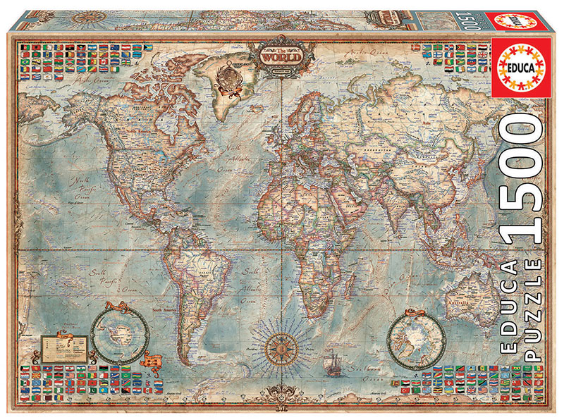 Puzzle cu 1500 de piese - Harta politică a lumii (RESIGILAT)