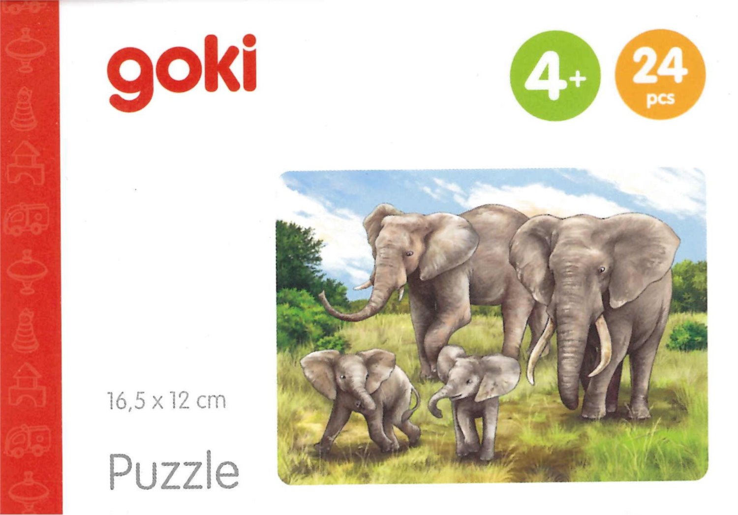 Puzzle cu 24 de piese din lemn - Elefanți