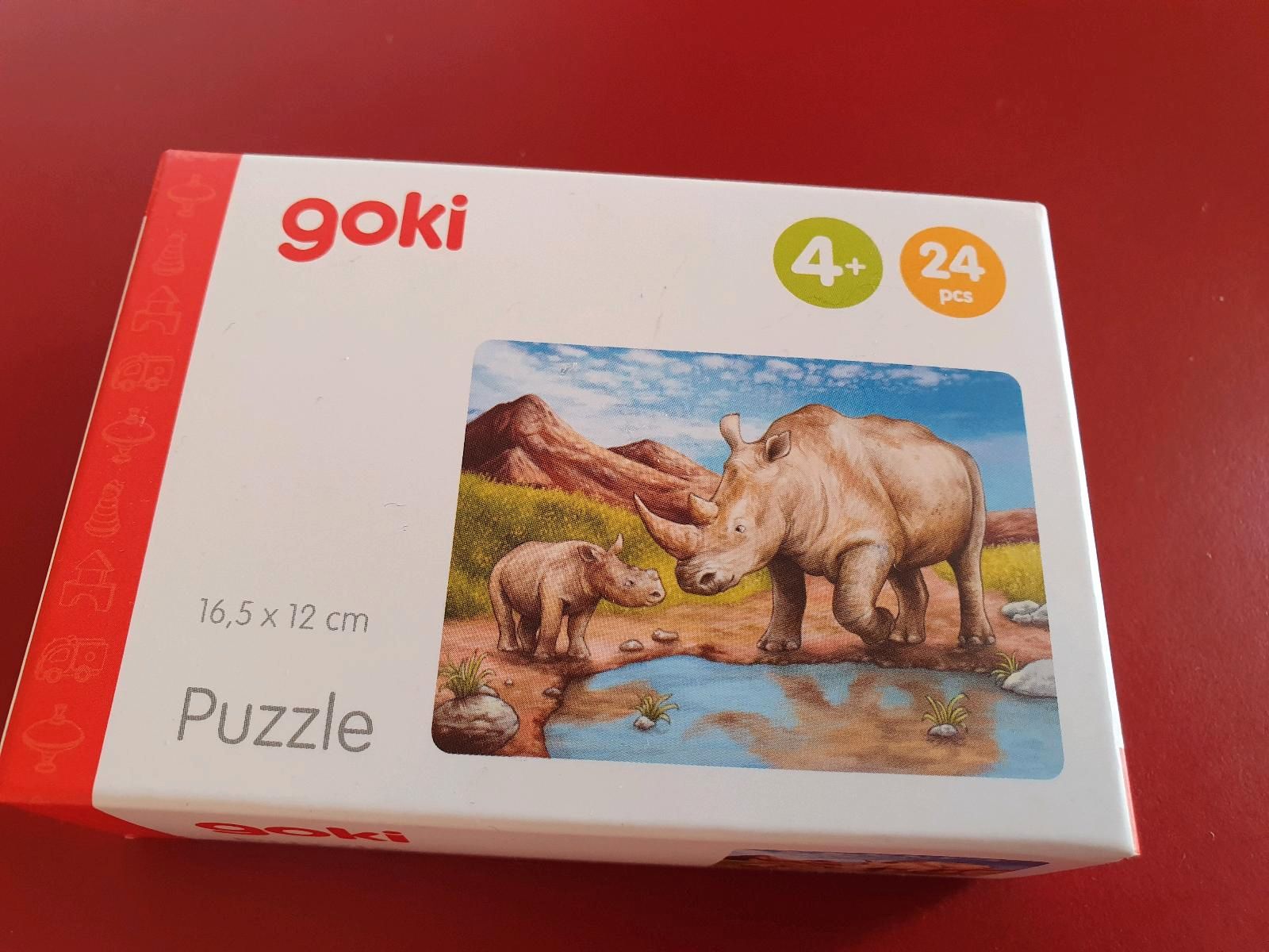 Puzzle cu 24 de piese din lemn - Rinoceri