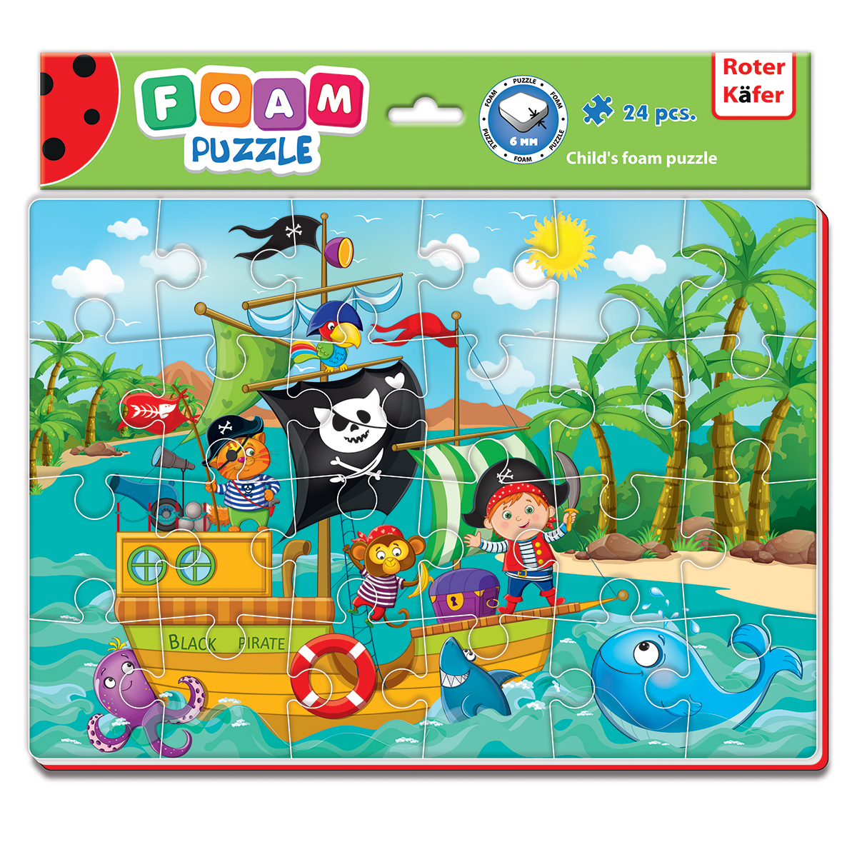 Puzzle cu 24 piese din spumă - corabia piraților