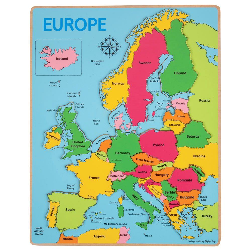 Puzzle cu 25 de piese din lemn – Țările din Europa imagine 2022