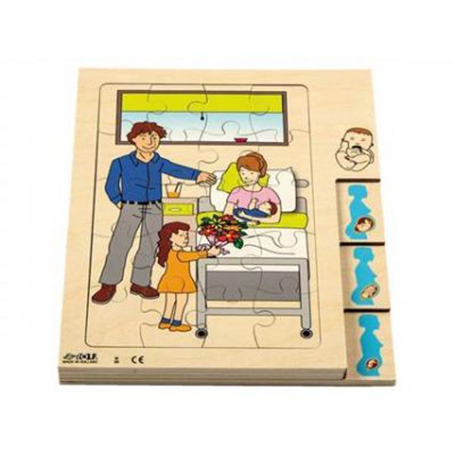 Puzzle de evoluție în 4 straturi - mama și copilul 20 piese