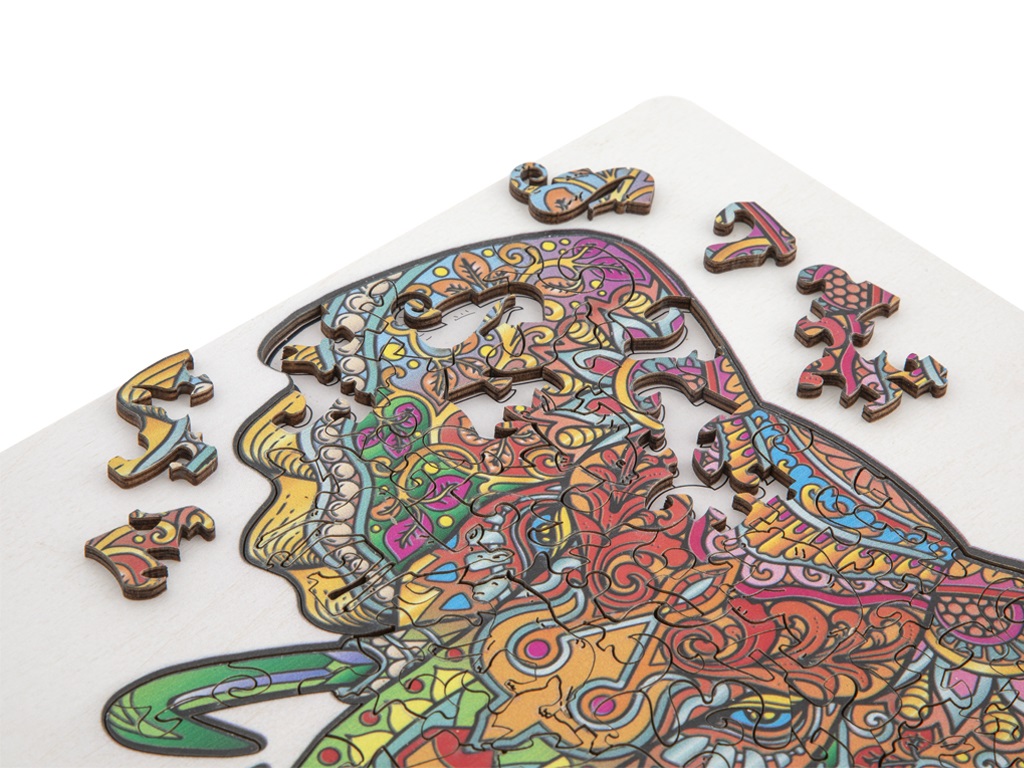 Puzzle din lemn cu 132 de piese în forme deosebite - Elefant