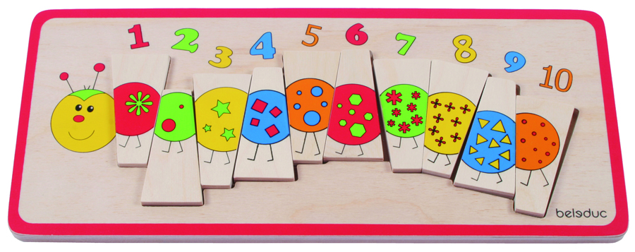 Puzzle din lemn - Omida cu numere