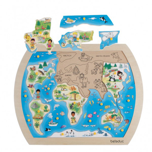 Puzzle incastrat din lemn - o lume întreagă