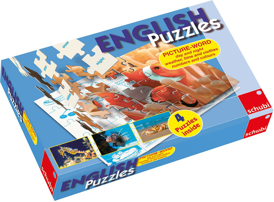 Puzzle în limba engleză - zi, noapte, vreme, timp, haine, numere și culori
