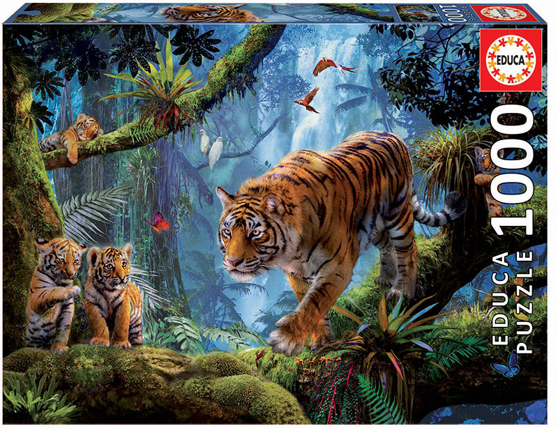 Puzzle cu 1000 de piese – Tigri în copac imagine 2022