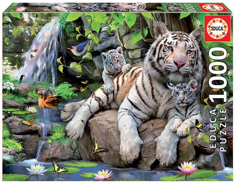 Puzzle cu 1000 de piese – Tigri bengalezi albi edituradiana.ro