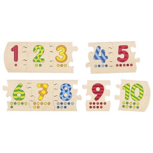 Puzzle cu 10 piese din lemn - numerele până la 10