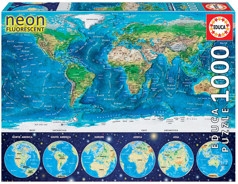 Puzzle fosforescent cu 1000 de piese – Harta lumii imagine 2022