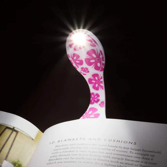Vezi detalii pentru Semn de carte flexibil cu lumină - Flori roz