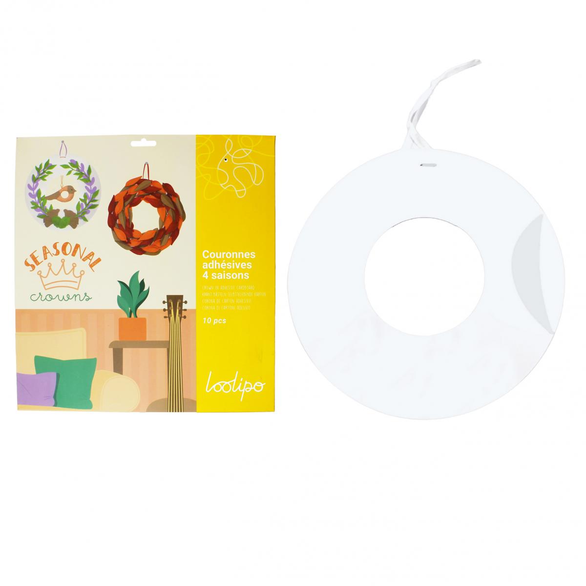 Set 10 coroane autoadezive din carton alb, pentru decorare