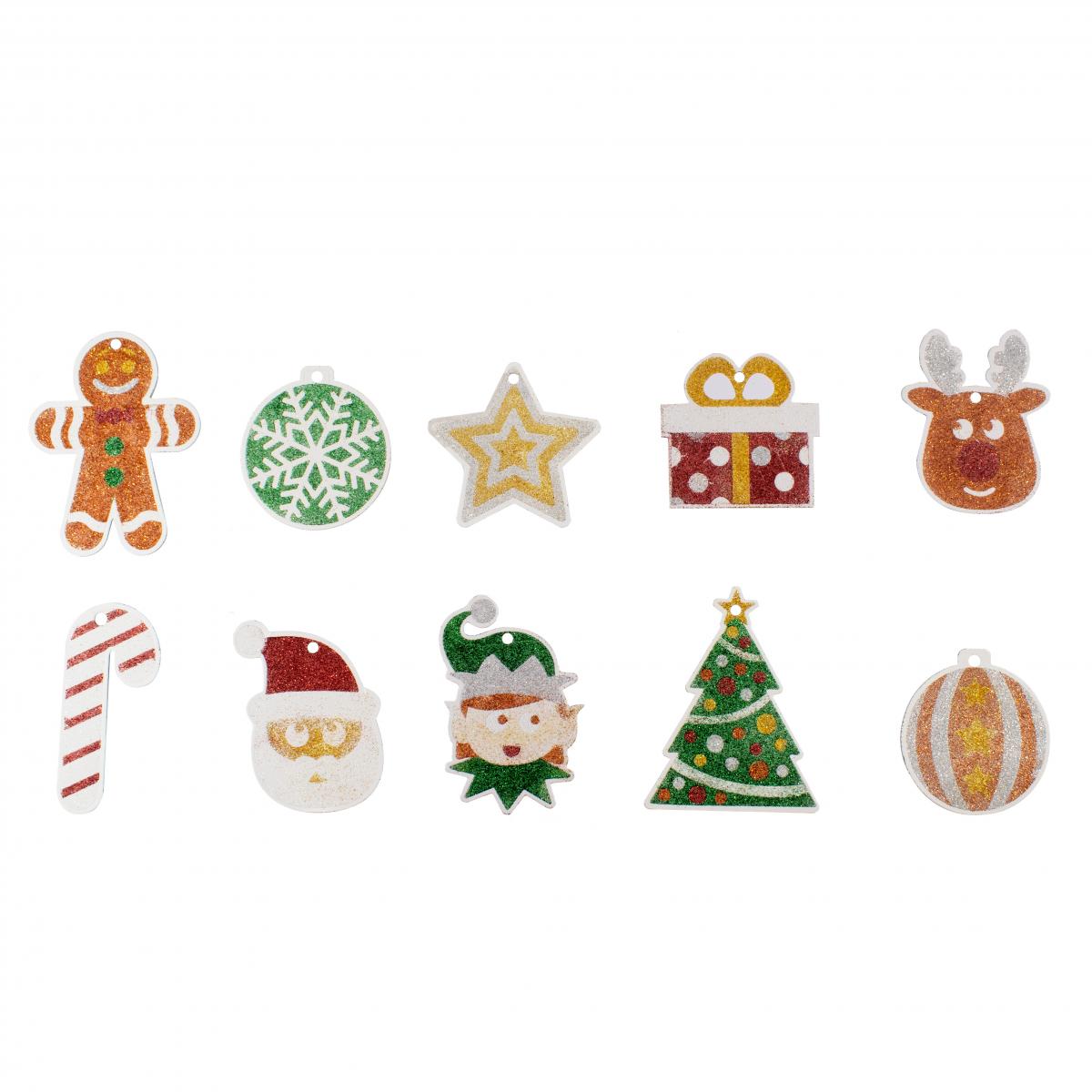 Set 10 decorațiuni de colorat cu sclipici - Crăciun sclipitor