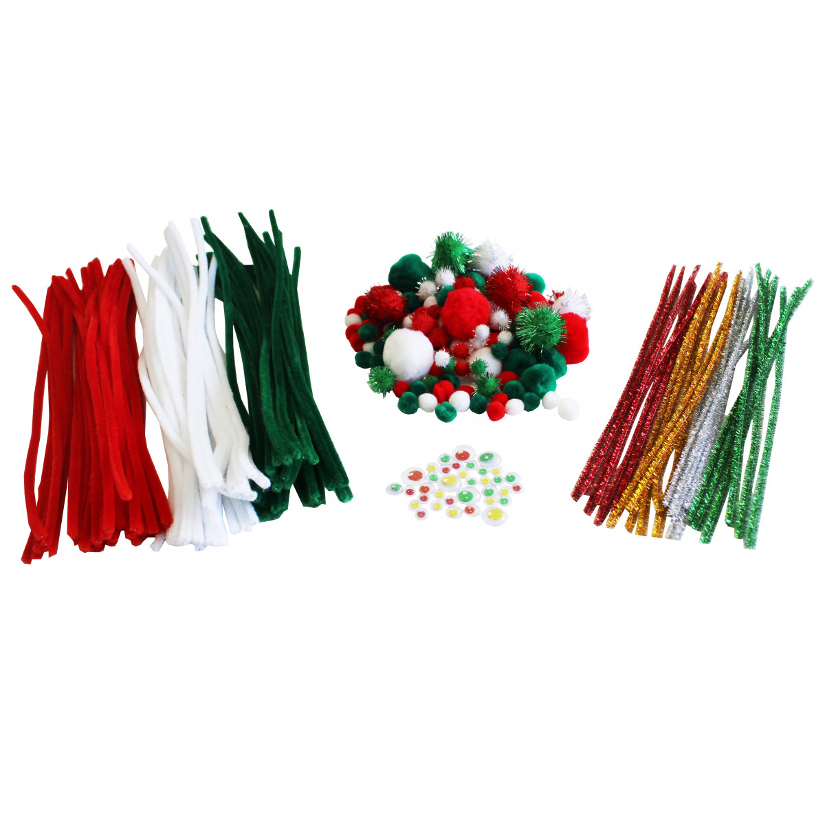 Set 300 accesorii de craft - sârmă plușată, ochi mobili și pom-poms