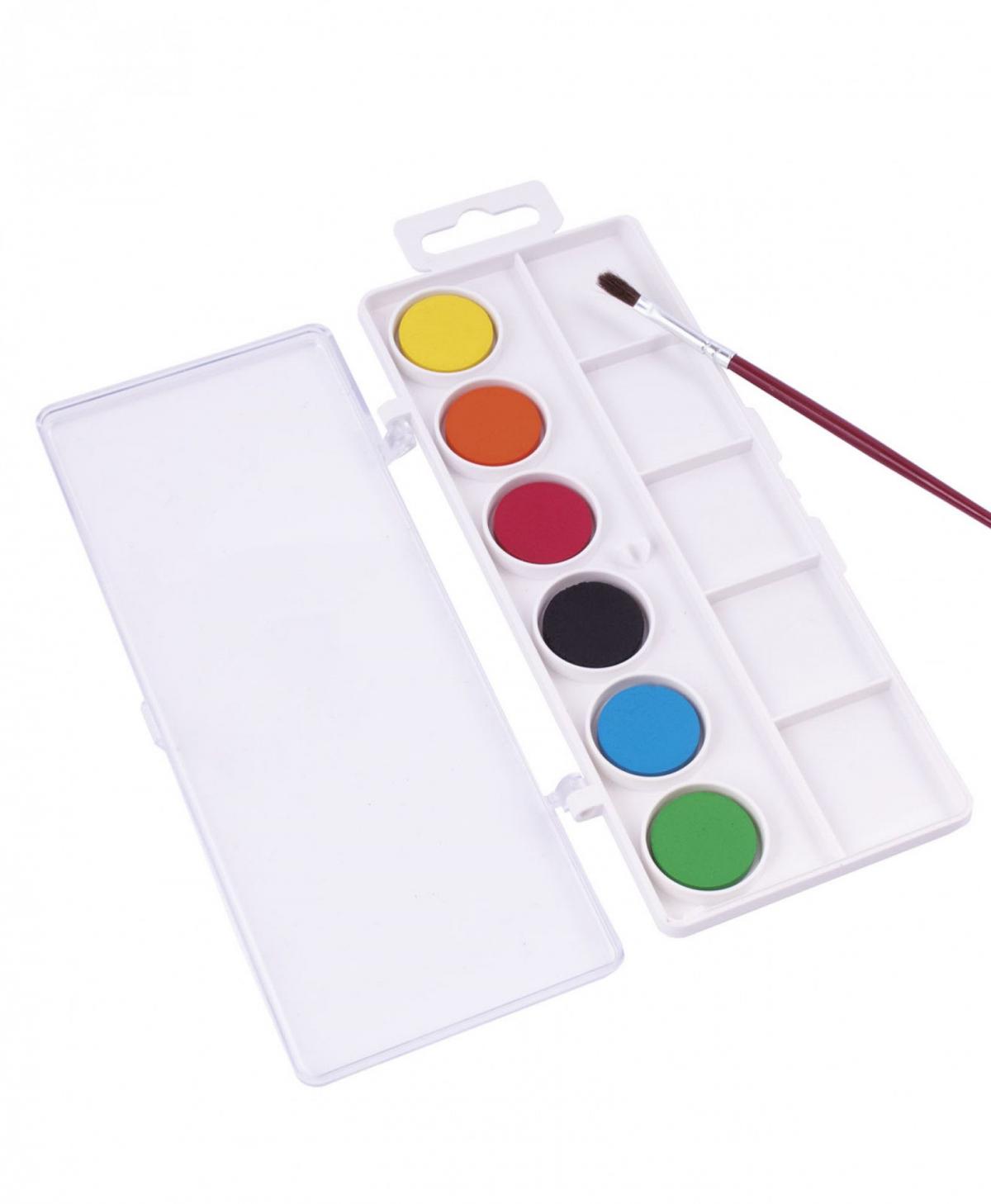 Set acuarele, pensulă și spații pentru amestecare - 6 culori