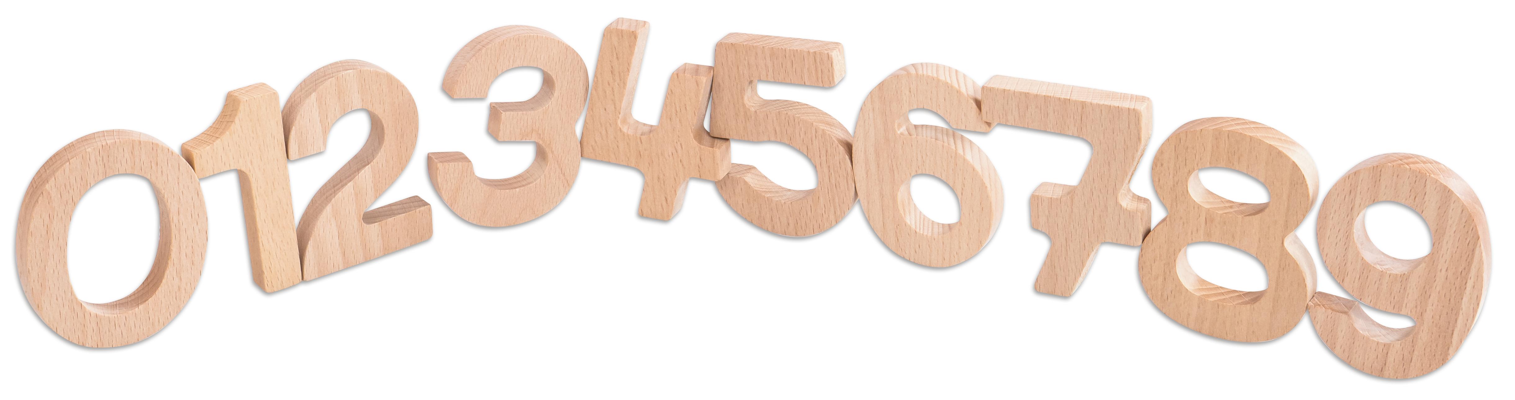 Set de 10 cifre din lemn, 7 cm cifre