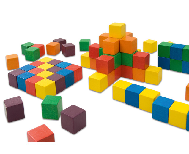 Set de 100 de cuburi colorate din lemn imagine 2022
