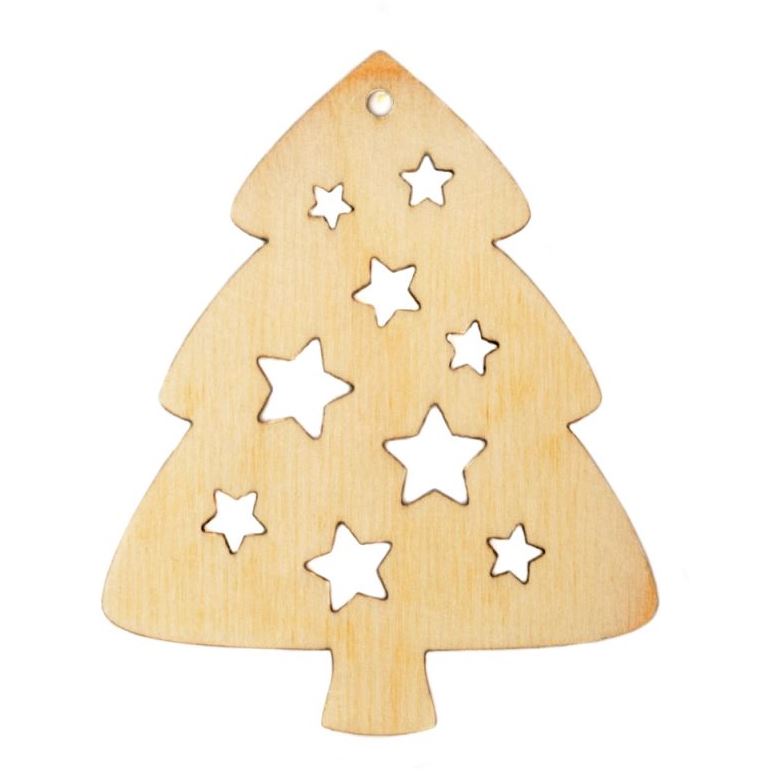 Set de 16 ornamente din lemn pentru crăciun - brad, om de turtă dulce, înger, pinguin 