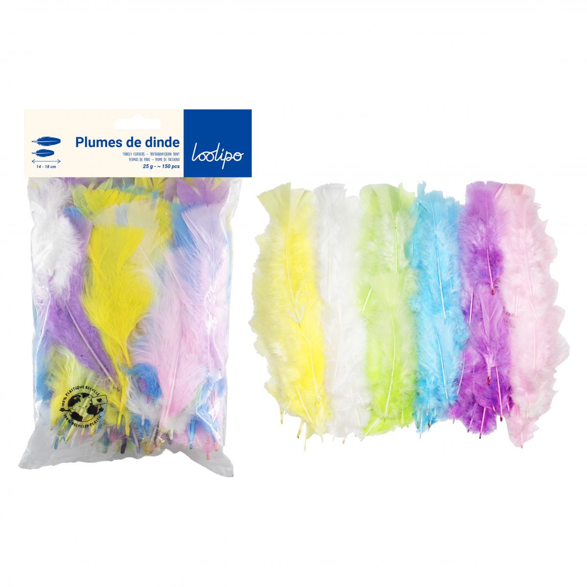 Set de 300 de pene colorate de curcan, 12/18 cm