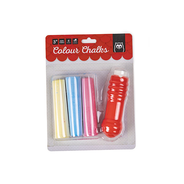 Set de 4 crete colorate și suport individual pentru cretă