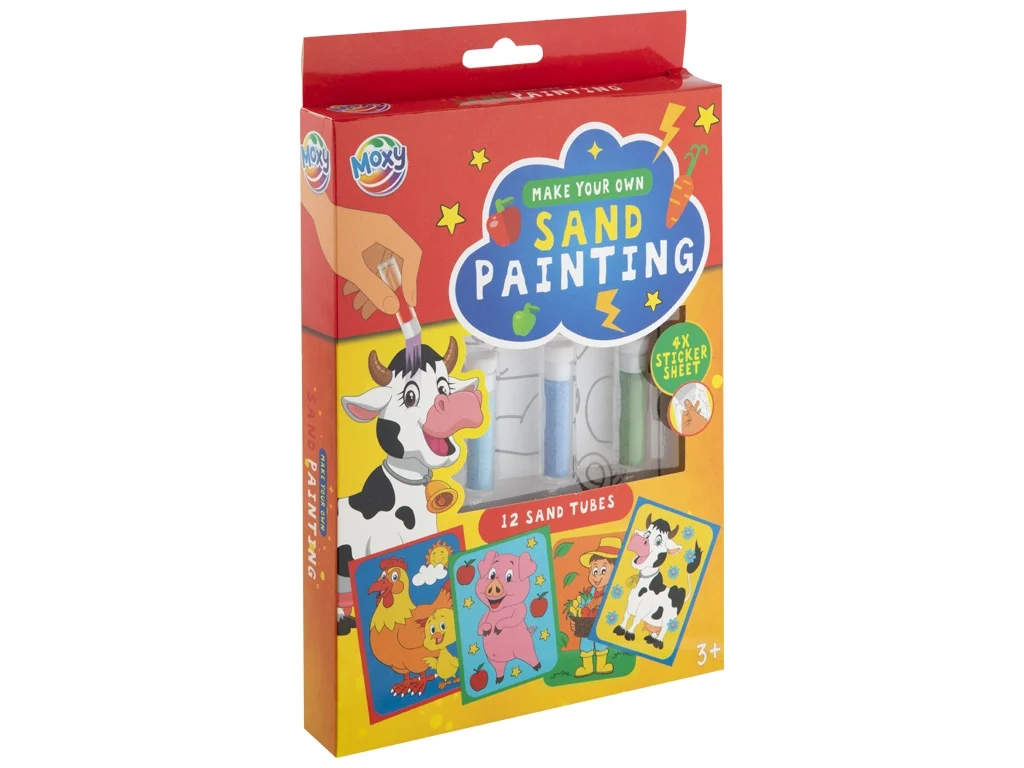 Set de 4 planșe de colorat cu nisip - La fermă