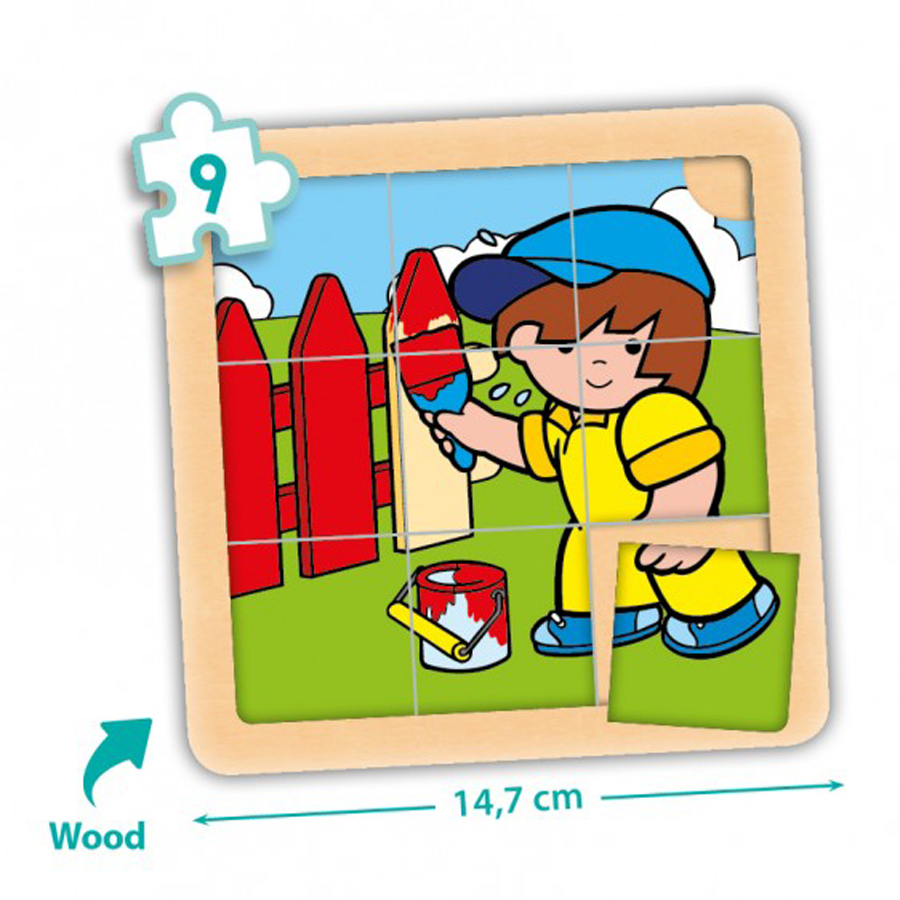 Set de 4 puzzle-uri din lemn (9 piese) – Zaro şi Nita din