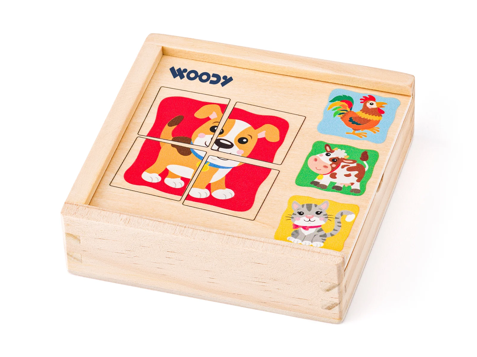 Set de 4 puzzle-uri din lemn - Animale de la ferma