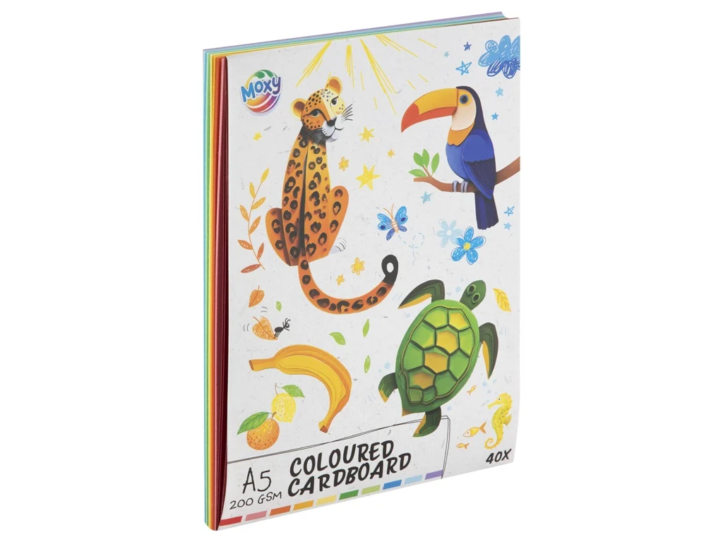 Set de 40 de coli de carton colorat A5, 200 gsm