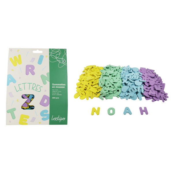 Set de 520 de stickere din spumă în culori pastel - LITERE MARI