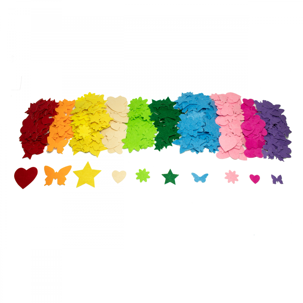 Set de 600 de stickere colorate din fetru - Inimi, stele, fluturi, flori