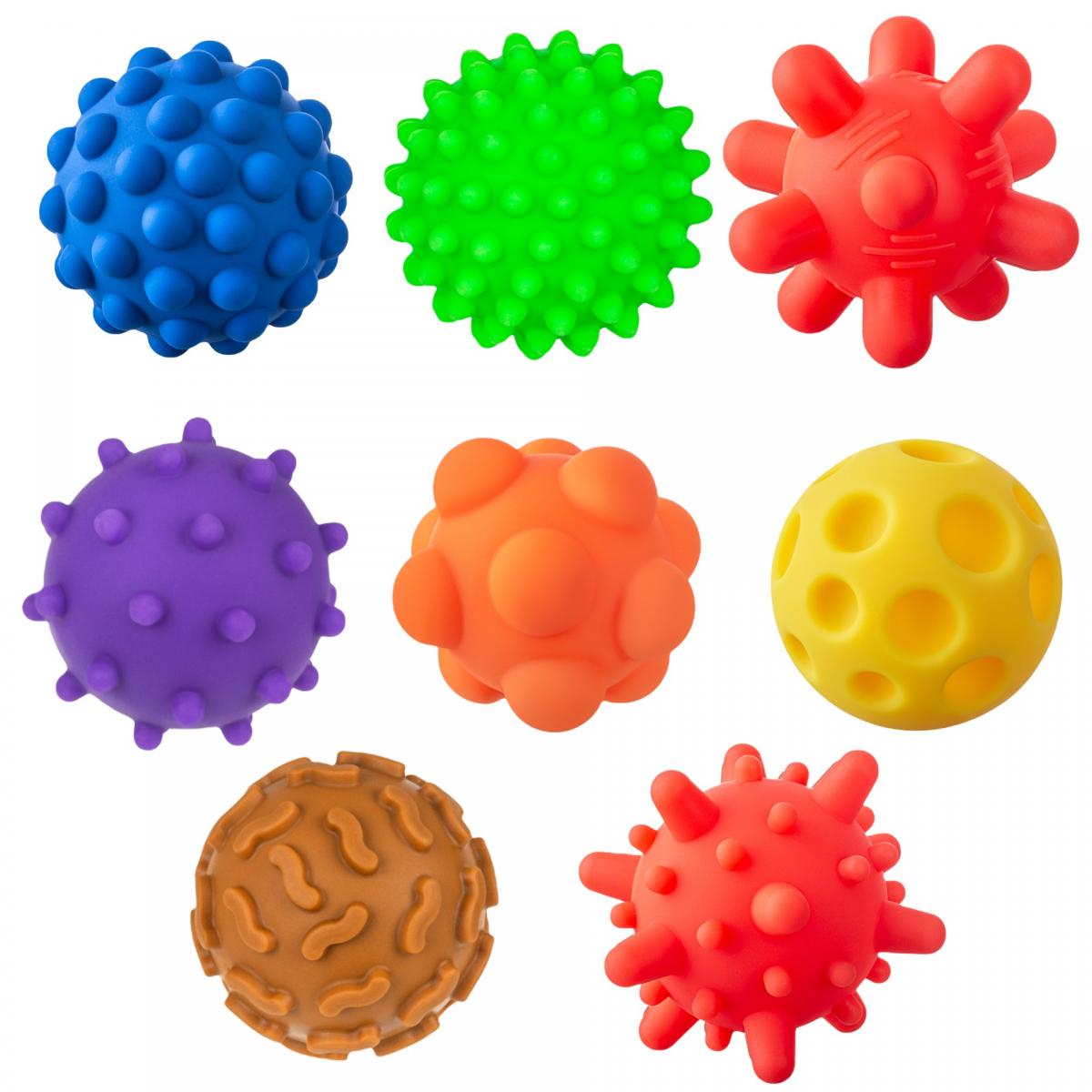 Set de 8 mingi senzoriale în culori aprinse