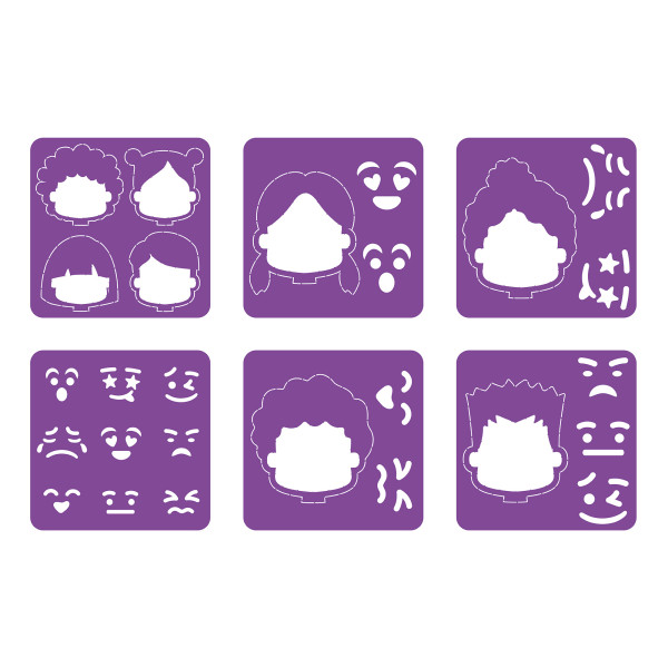 Set de șabloane din plastic, 14 x 14 cm - Emoții