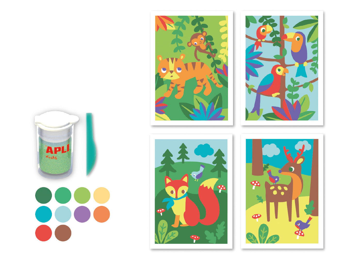 Set de creație cu nisip - 4 tablouri cu animale