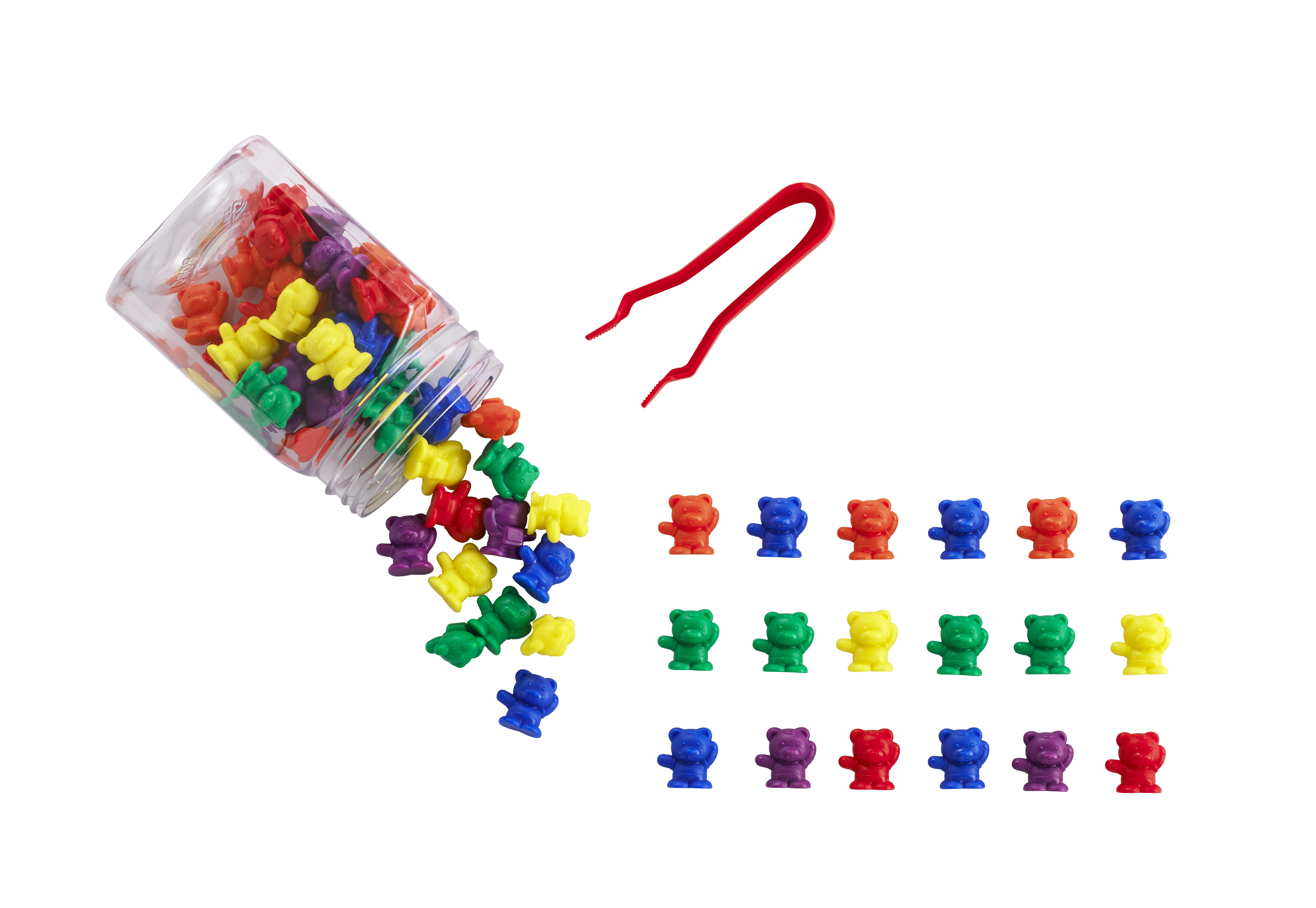 Set de ursuleți multicolori, cu pensetă, pentru activități matematice – 60 buc. edituradiana.ro imagine 2022