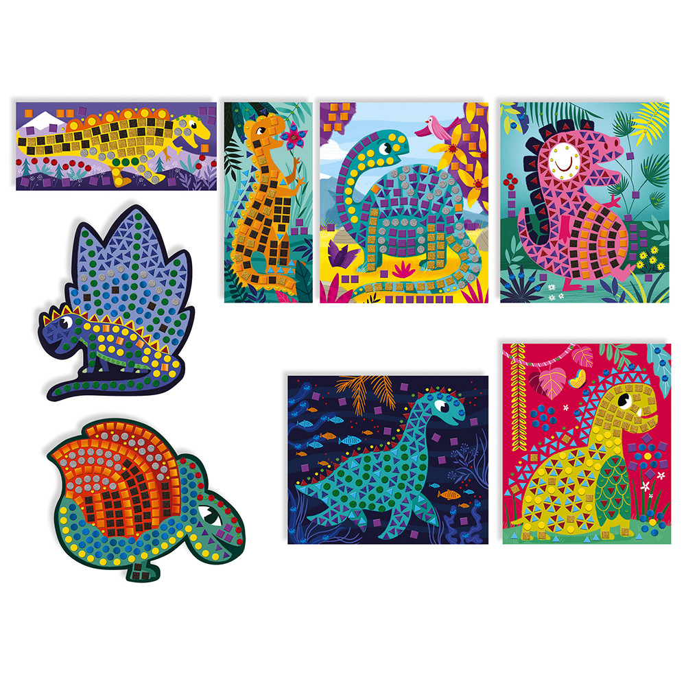 Set mozaic cu 1400 de stickere din spumă și strasuri autoadezive – 8 tablouri cu dinozauri edituradiana.ro poza 2022