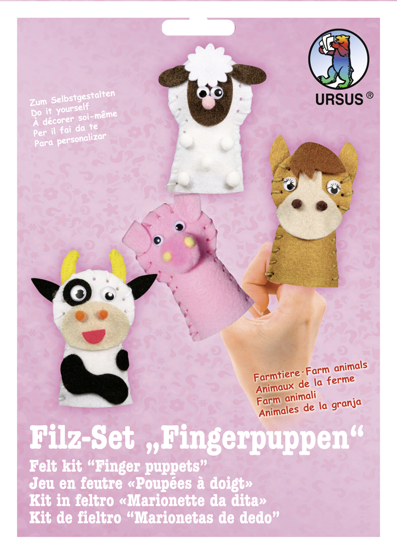 Set pentru crearea a 4 marionete pentru degete – Animale de la fermă
