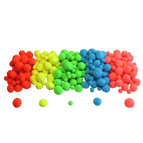 Set pom-pom în culori neon, 200 piese