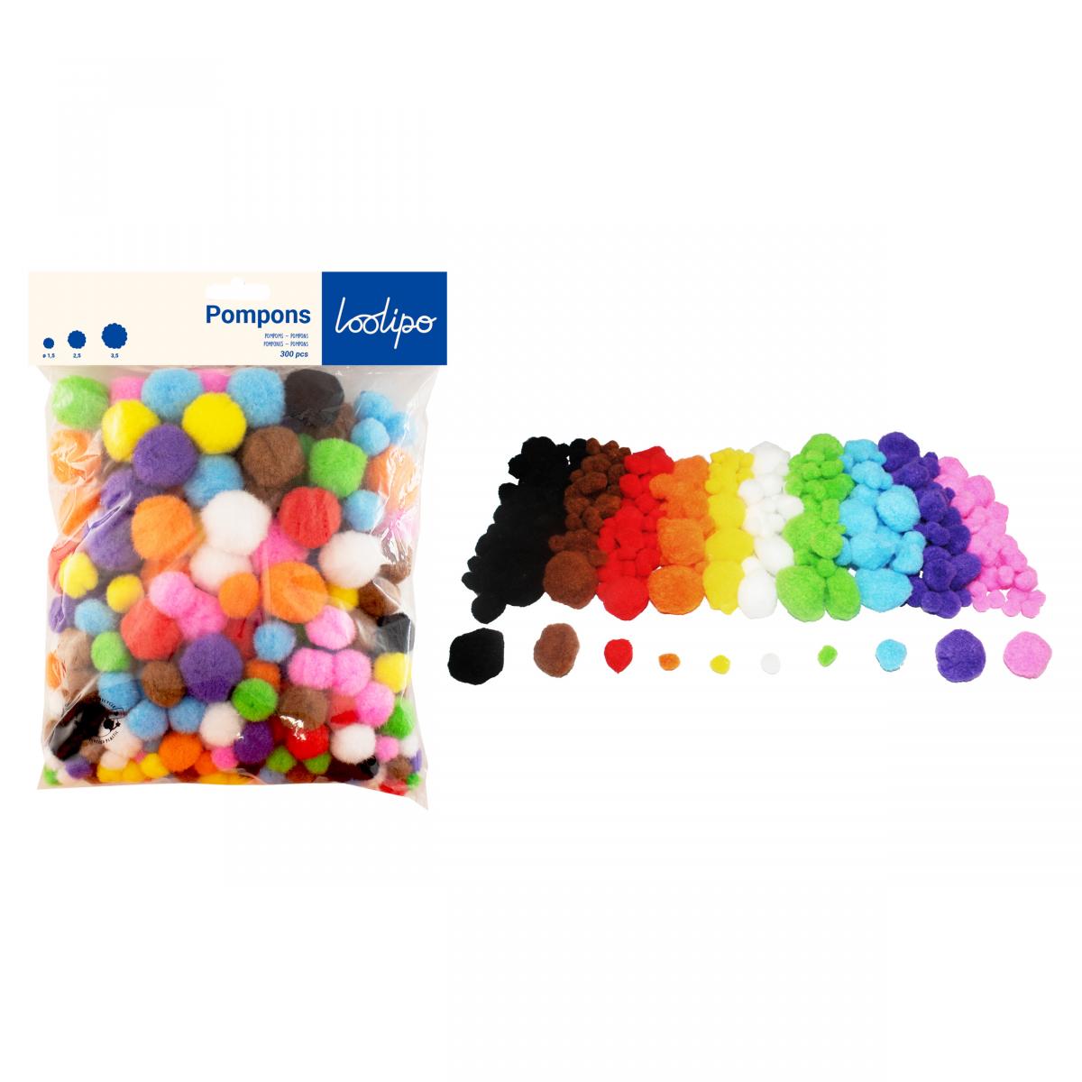 Set pom-pom multicolor - 300 de piese