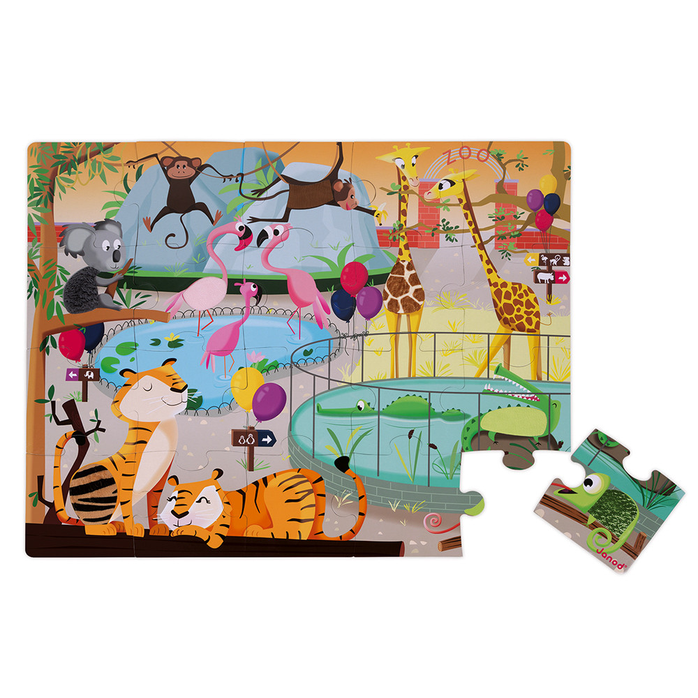 Set Puzzle tactil cu 20 de piese și 1 poster – Animale de la zoo edituradiana.ro imagine 2022