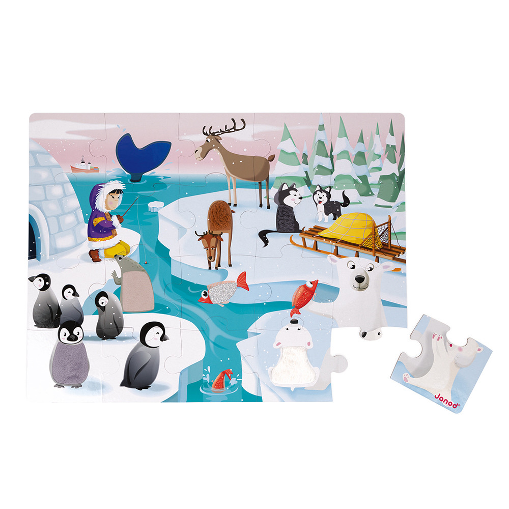 Set Puzzle tactil cu 20 de piese și 1 poster – Animale polare edituradiana.ro imagine 2022