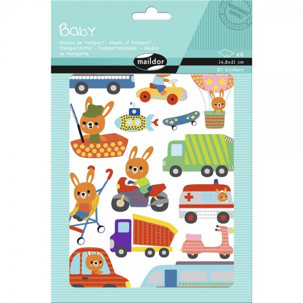 Set 87 de stickere decorative - mijloace de transport