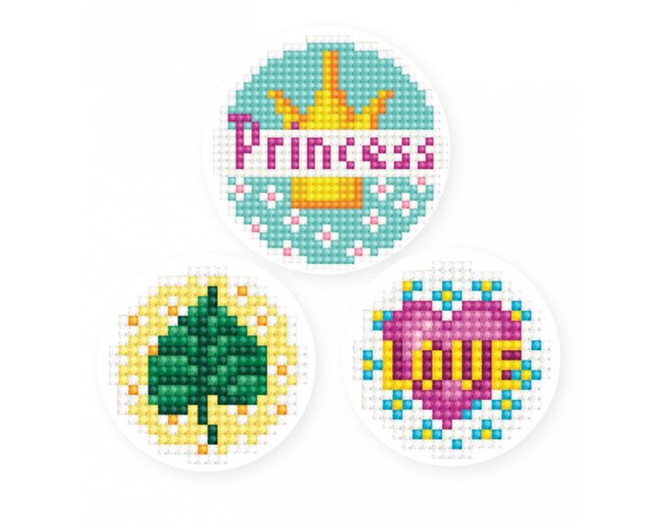 Set de 3 stickere cu diamante - coroană, frunză și inimă (7 cm)