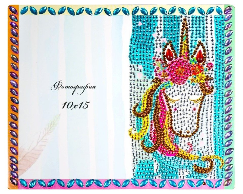 Set tablou cu diamante și ramă - Unicorn