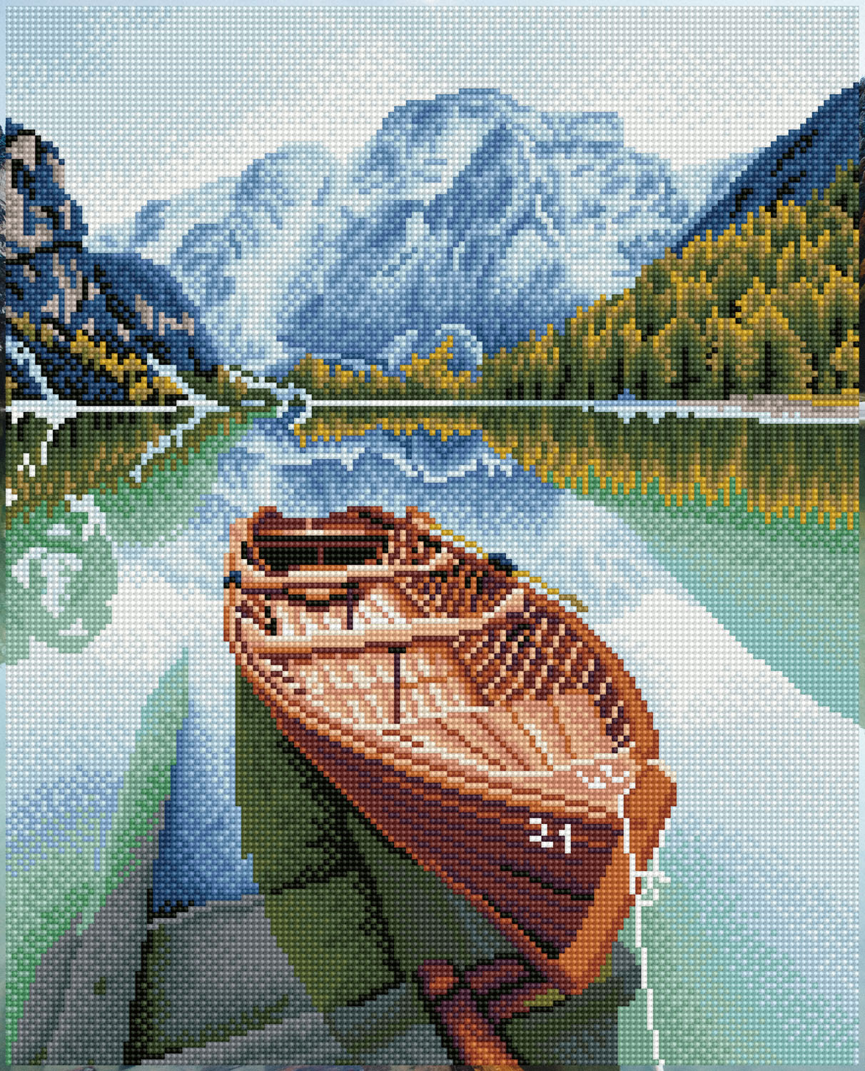 Tablou cu diamante - Barcă pe apă, 41 x 51 cm