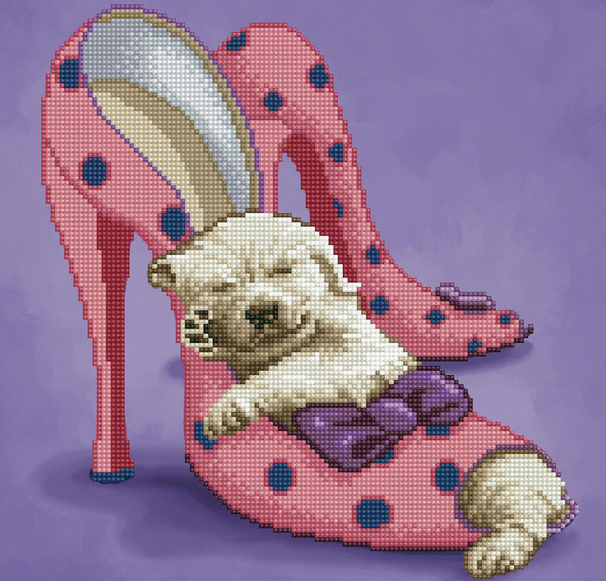 Tablou cu diamante – Cățel în pantofi roz, 37 x 37 cm edituradiana.ro imagine 2022